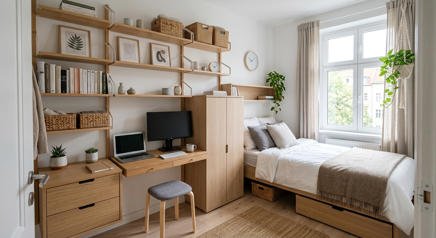 Petite chambre encombrée : l'astuce du meuble nomade qui libère tout